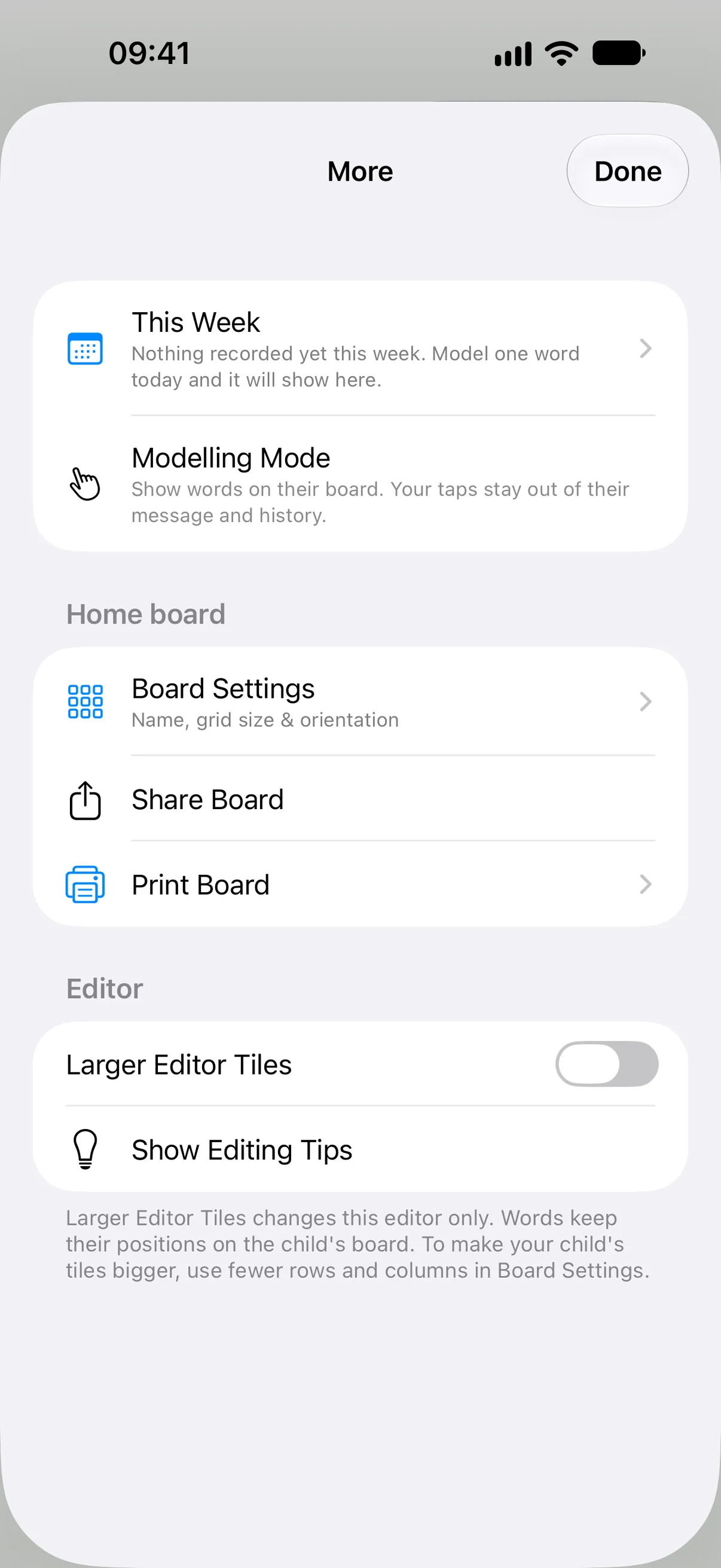 Settings and More