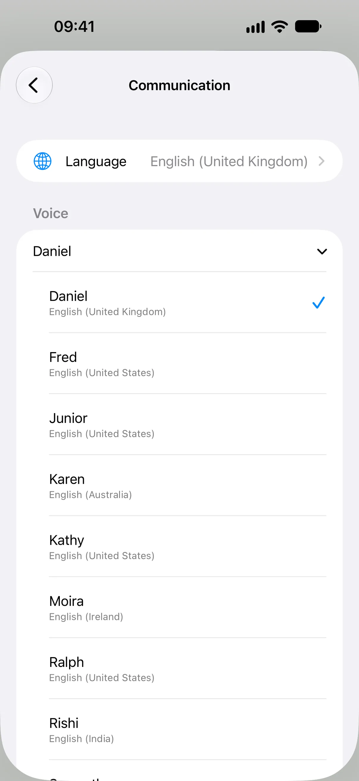 Where the Voice Settings Live