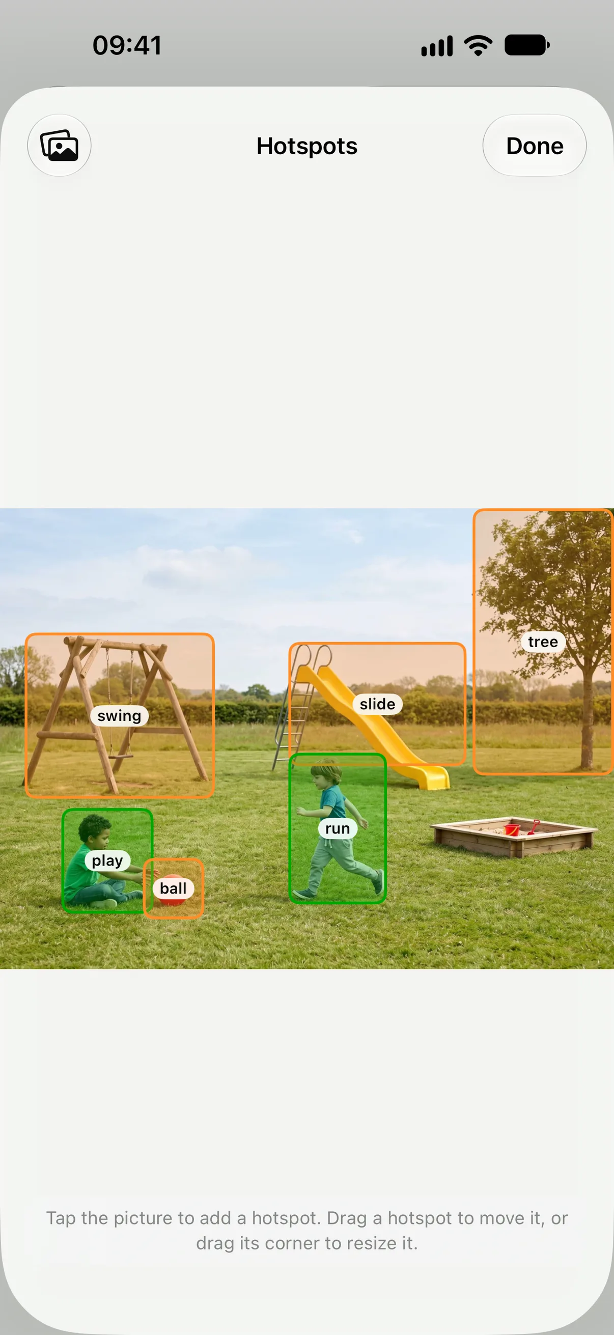 A demo scene, built without needing a photo, ready for tappable hotspots.