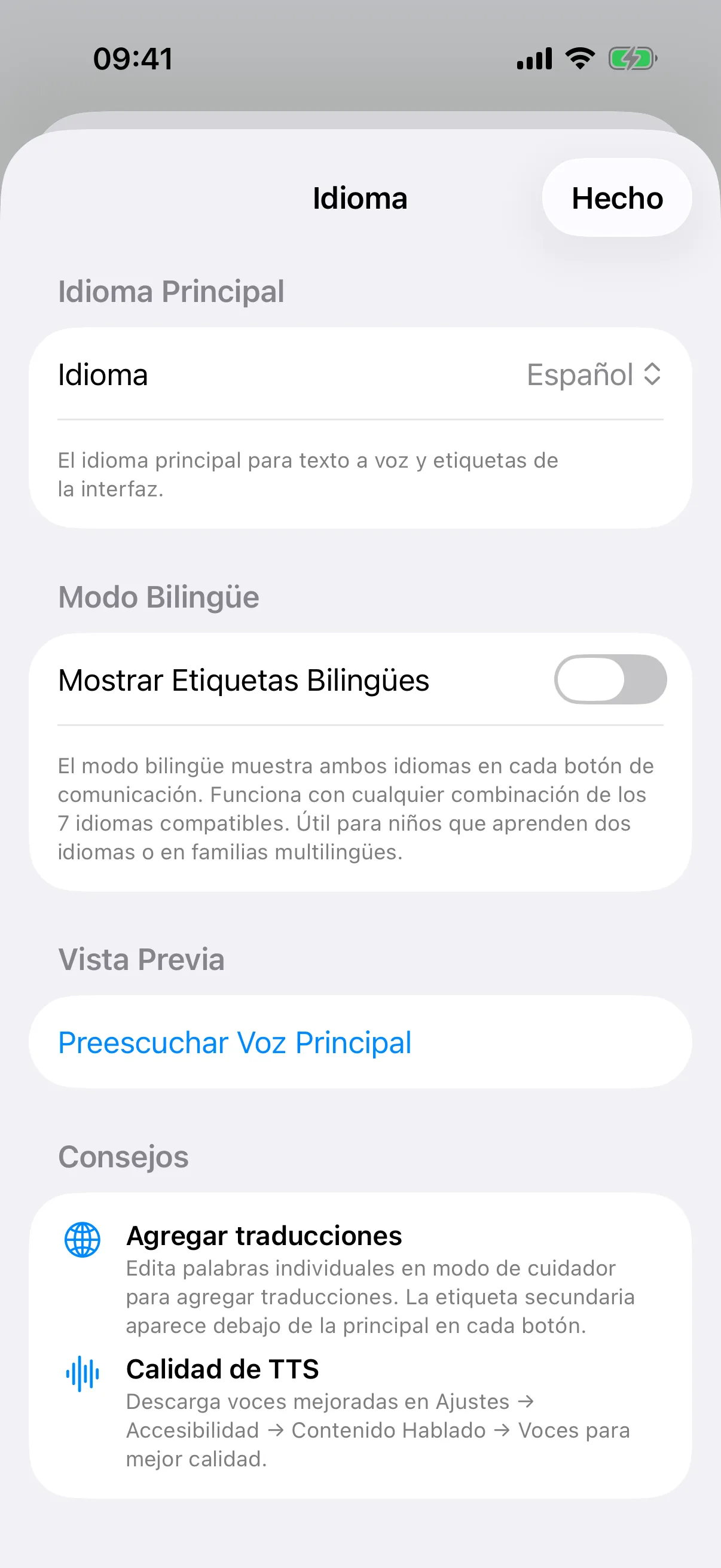 Mostrar los dos idiomas