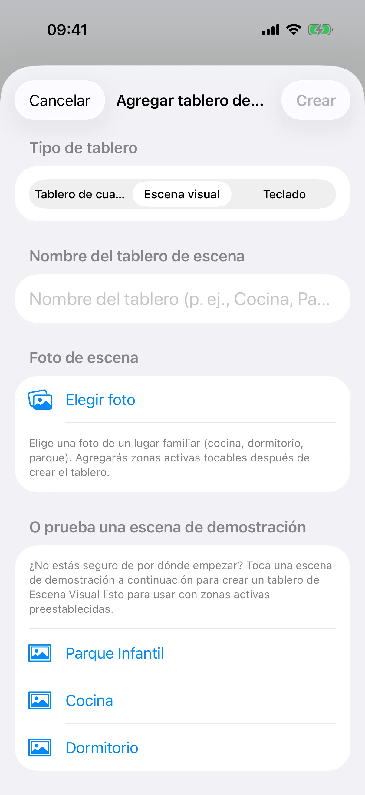Una escena de demostración, creada sin necesitar una foto, lista para colocar zonas activas.