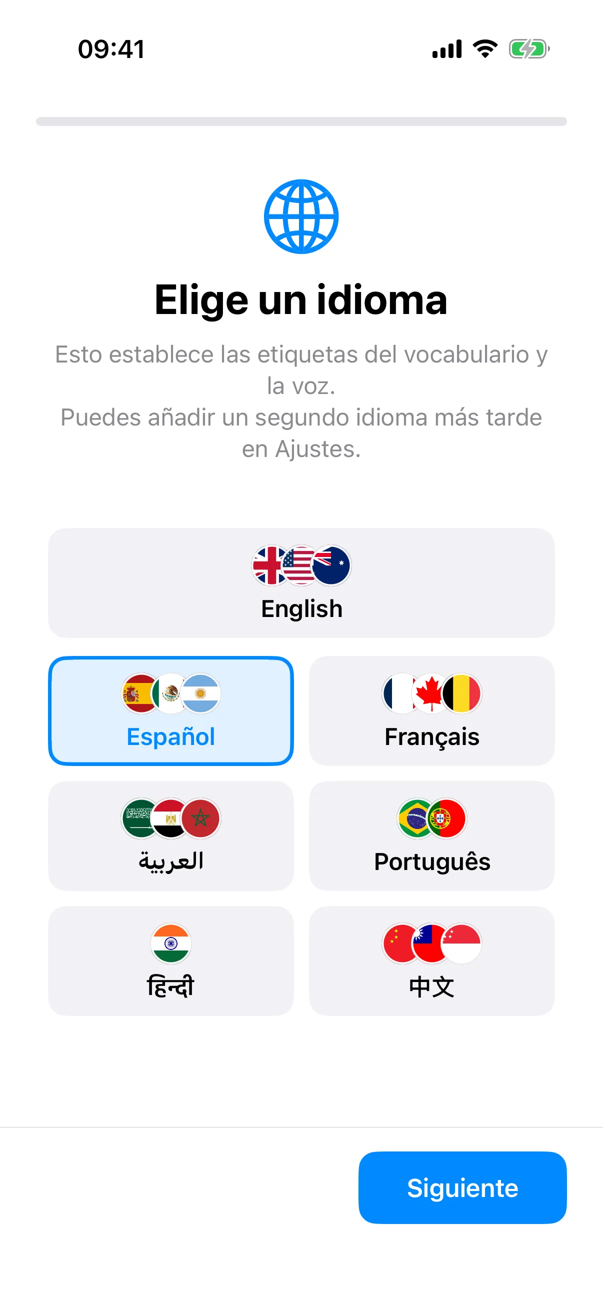 Elegir el idioma principal
