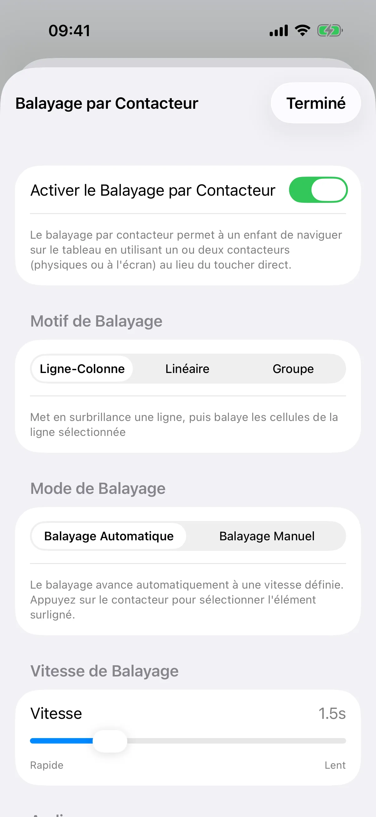 Configuration du Balayage par Contacteur