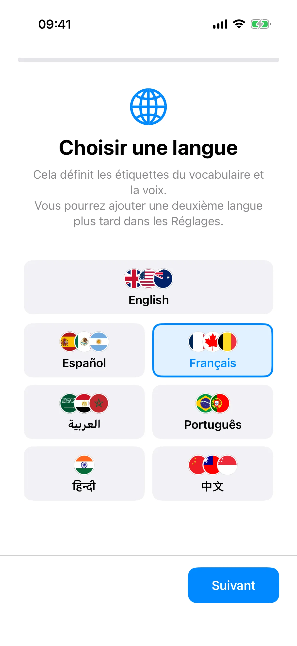 Choisir la langue principale