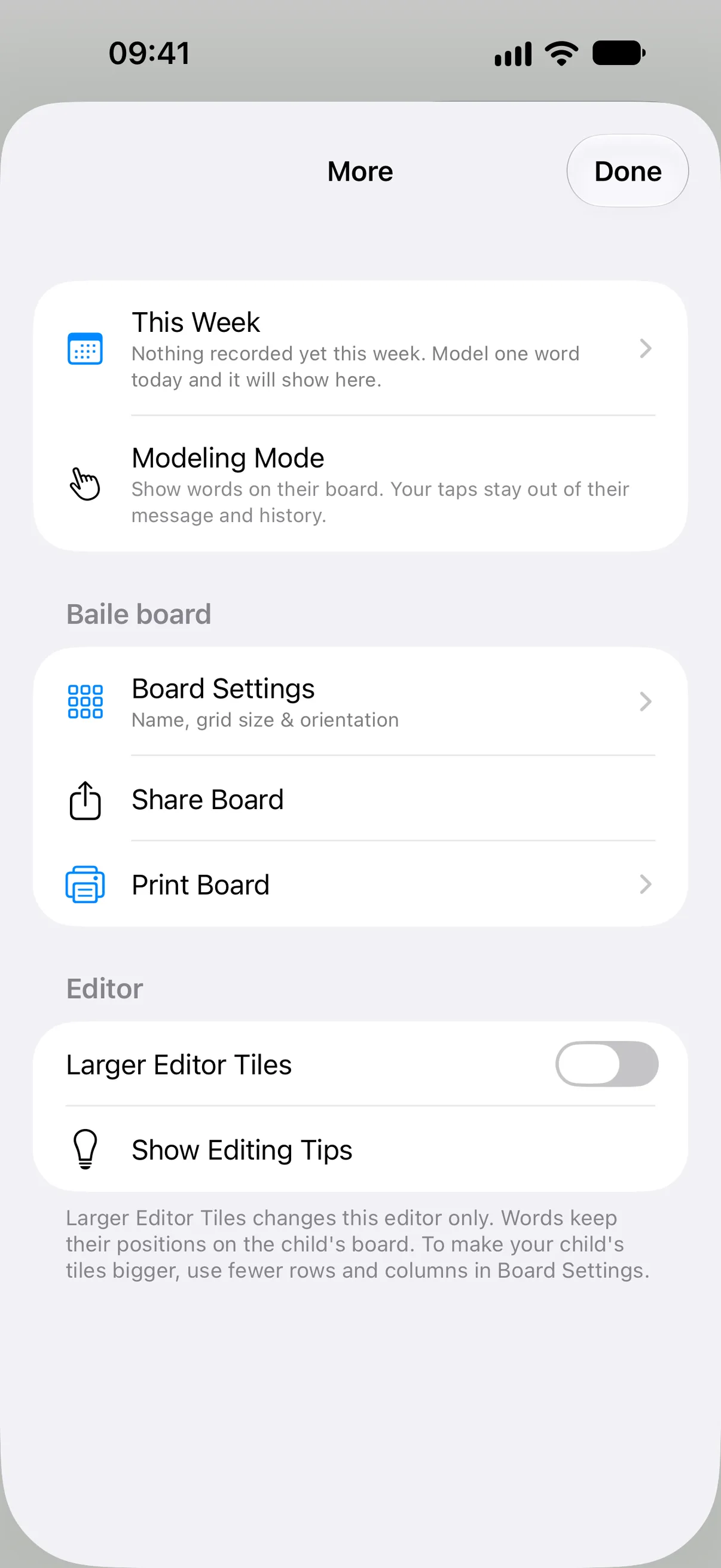 Settings and More