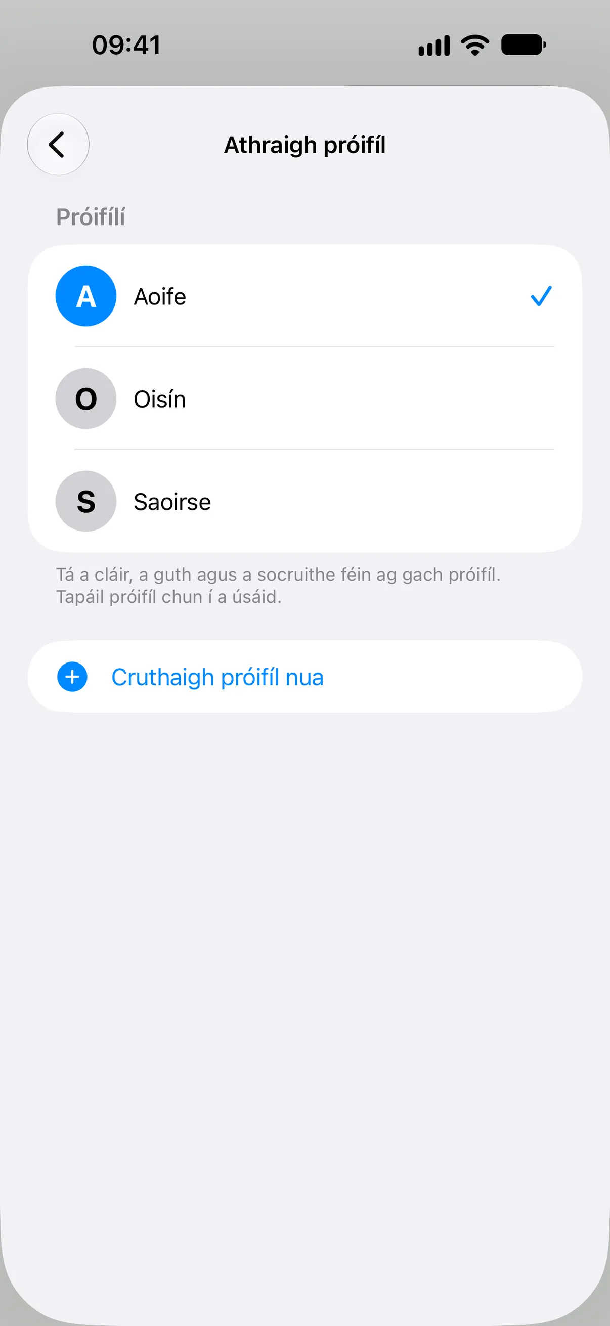 Próifíl a chruthú