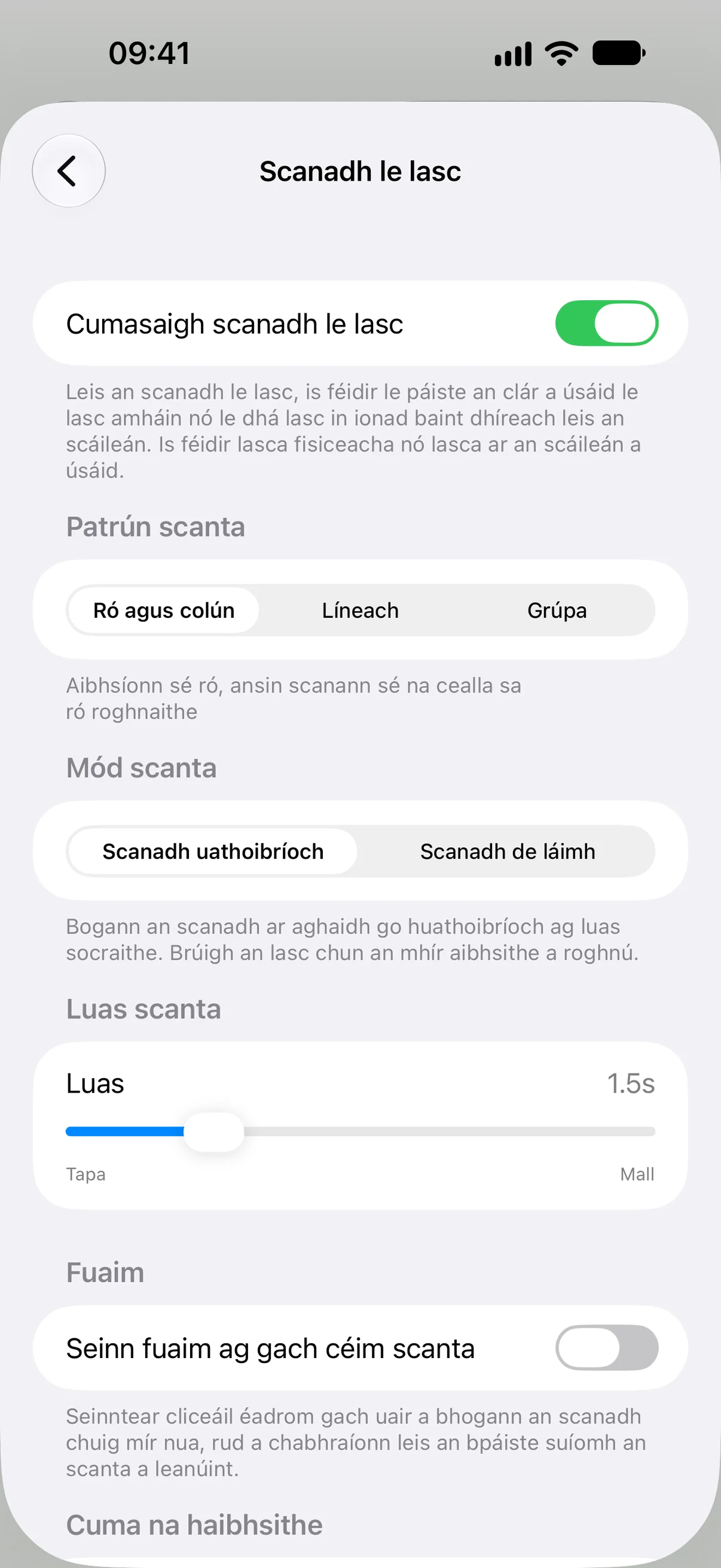 Scanadh le lasc a shocrú