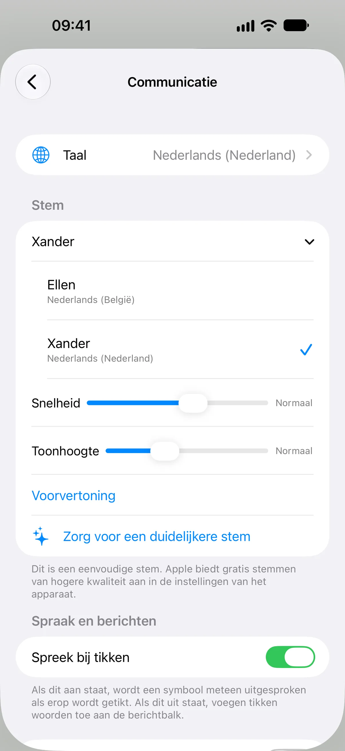 Waar je de steminstellingen vindt