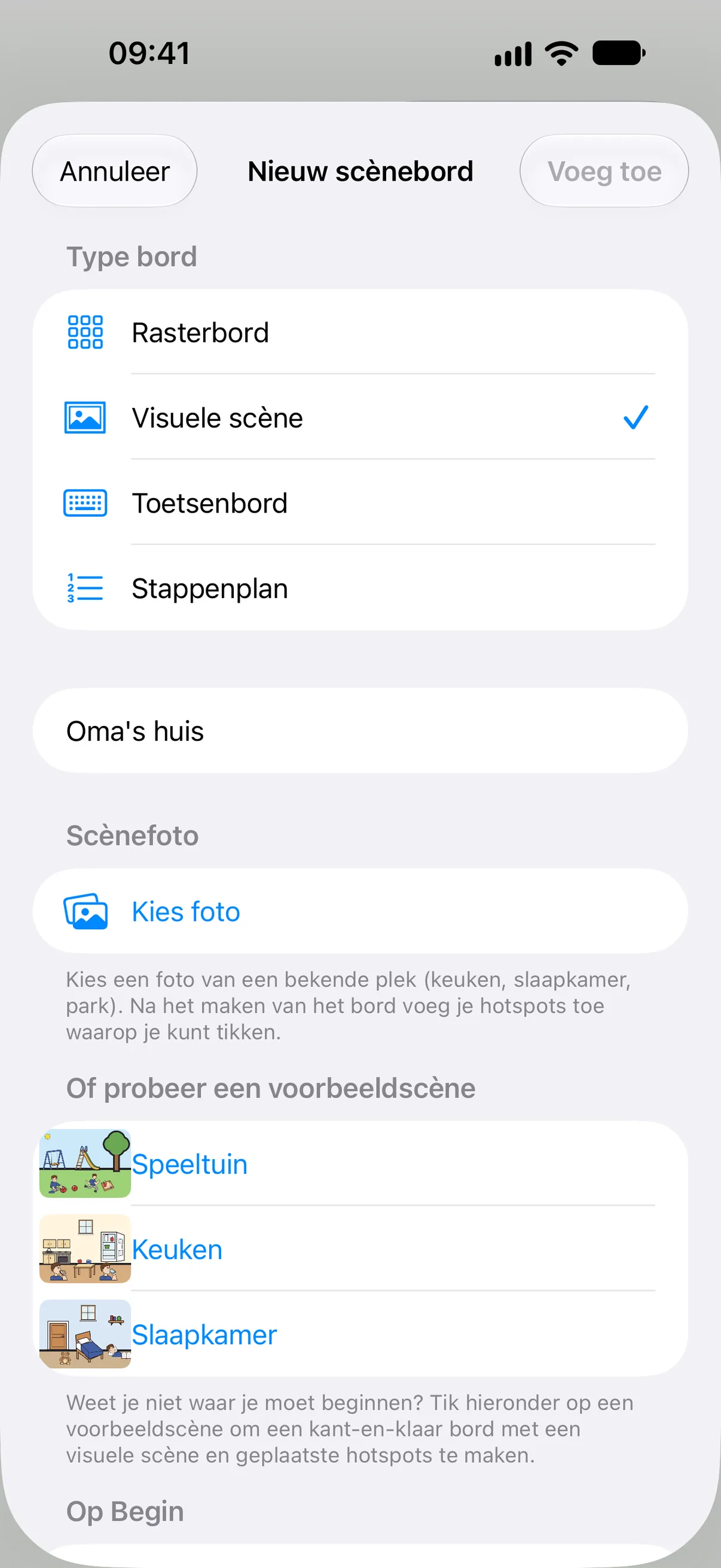 Een voorbeeldscène, gemaakt zonder foto, klaar om er hotspots op te plaatsen.