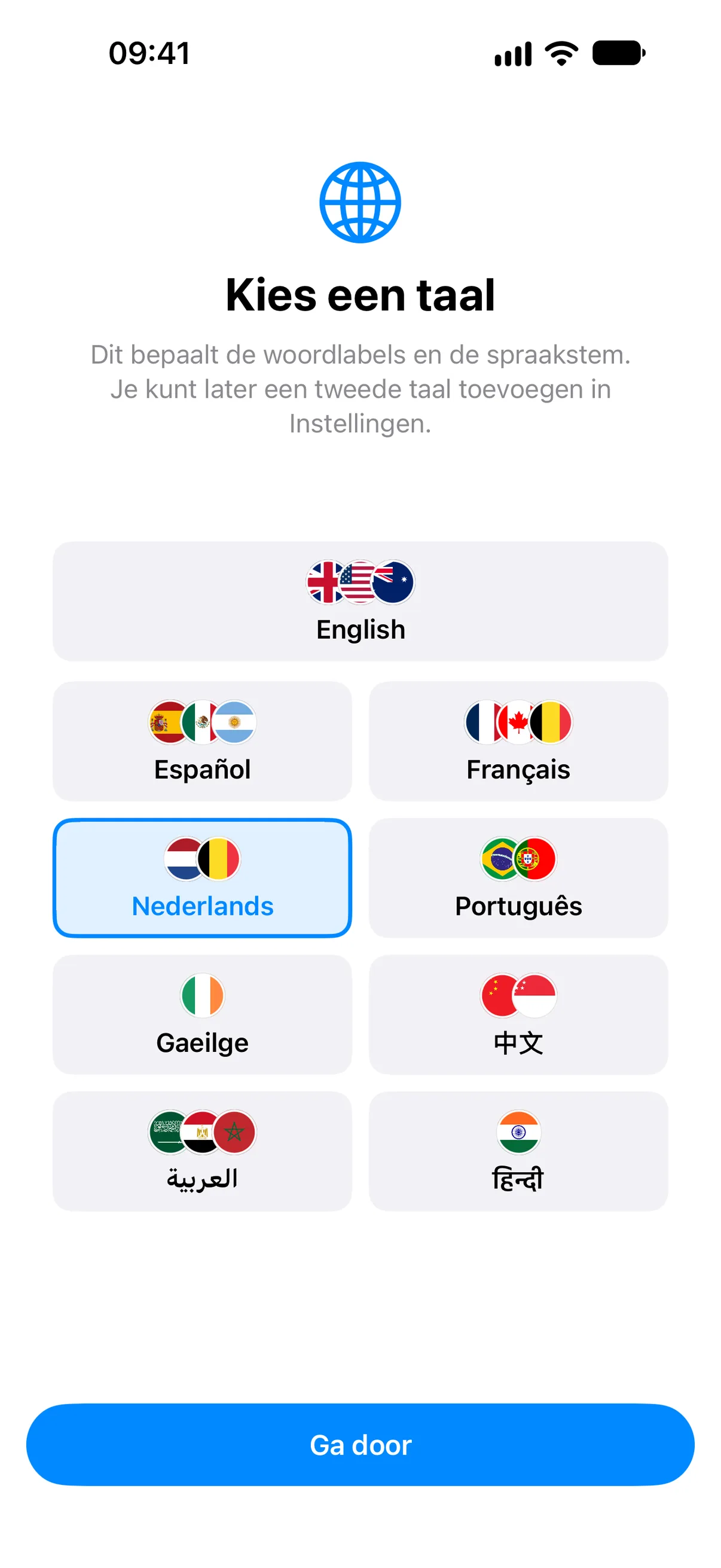 De hoofdtaal instellen