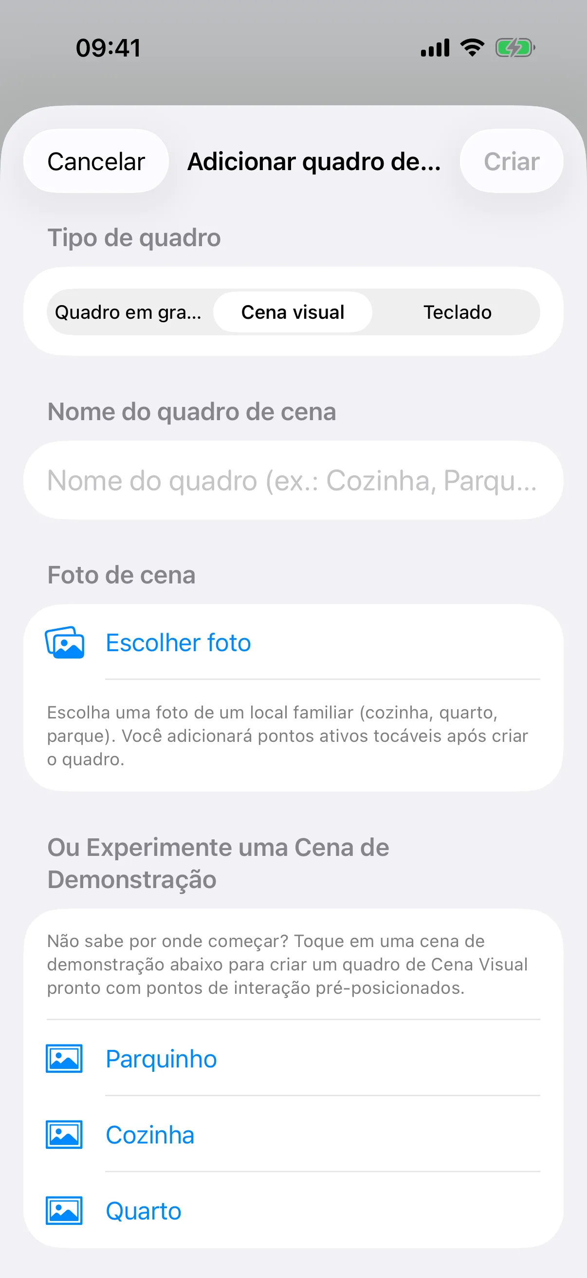 Uma cena de demonstração, criada sem precisar de foto, pronta para receber áreas ativas.